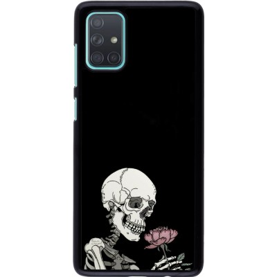 Samsung Galaxy A71 Case Hülle - Halloween 2023 rose and skeleton