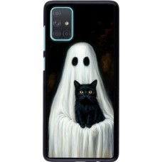 Samsung Galaxy A71 Case Hülle - Halloween 2025 Ghost with black cat