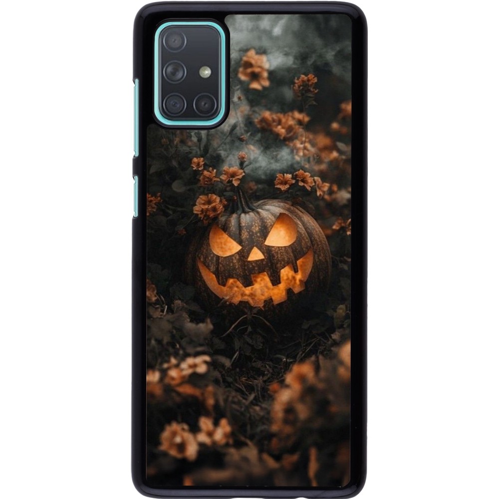 Samsung Galaxy A71 Case Hülle - Halloween 2025 Pumpkin with flowers