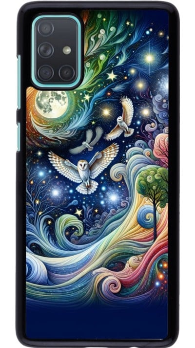 Coque Samsung Galaxy A71 - hibou volant floral