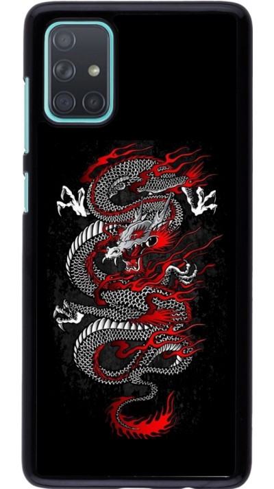 Samsung Galaxy A71 Case Hülle - Japanese style Dragon Tattoo Red Black
