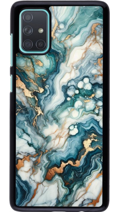 Samsung Galaxy A71 Case Hülle - Grüner Blauer Goldener Marmor