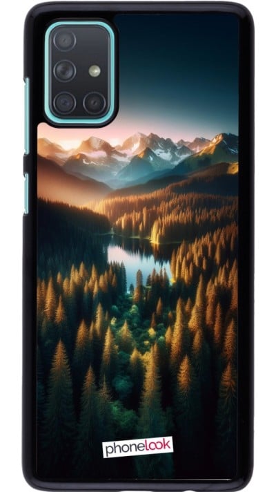 Samsung Galaxy A71 Case Hülle - Sonnenuntergang Waldsee