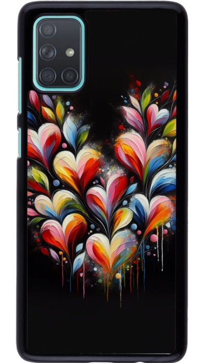 Coque Samsung Galaxy A71 - Valentine 2024 Coeur Noir Abstrait