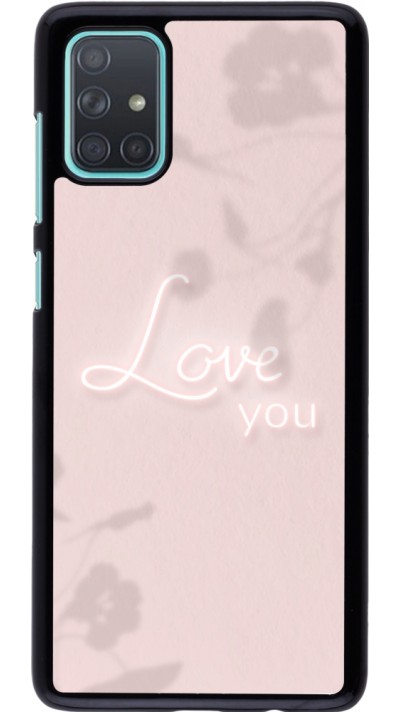 Coque Samsung Galaxy A71 - Valentine 2023 love you neon flowers shadows