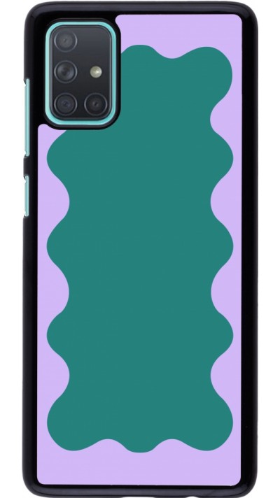 Coque Samsung Galaxy A71 - Wavy Rectangle Green Purple