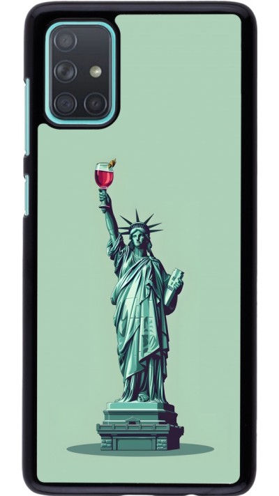 Samsung Galaxy A71 Case Hülle - Freiheitsstatue mit einem Glas Wein