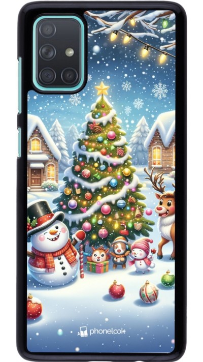 Coque Samsung Galaxy A71 - Noël 2023 bonhomme de neige et sapin