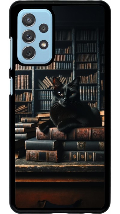 Samsung Galaxy A72 Case Hülle - Katze Bücher dunkel