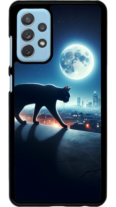 Coque Samsung Galaxy A72 - Chat noir sous la pleine lune