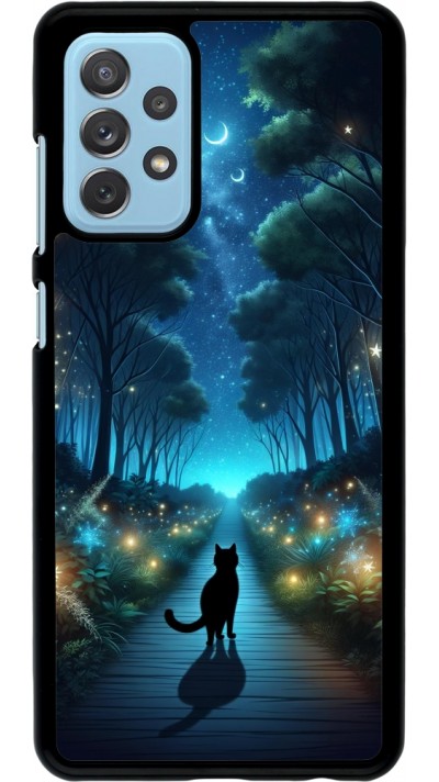 Samsung Galaxy A72 Case Hülle - Schwarze Katze Spaziergang