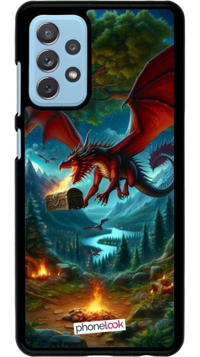 Coque Samsung Galaxy A72 - Dragon Volant Forêt Trésor