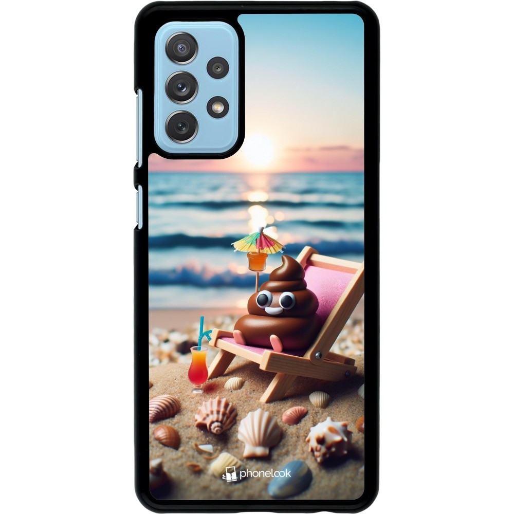 Samsung Galaxy A72 Case Hülle - Kackhaufen Emoji auf Liegestuhl