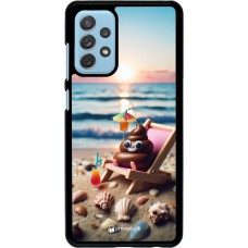 Samsung Galaxy A72 Case Hülle - Kackhaufen Emoji auf Liegestuhl