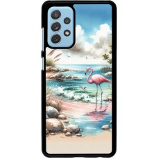 Samsung Galaxy A72 Case Hülle - Flamingo Aquarell