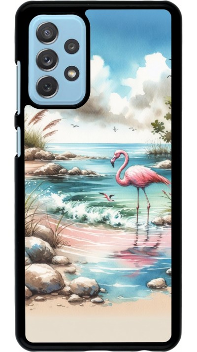 Coque Samsung Galaxy A72 - Flamant rose aquarelle