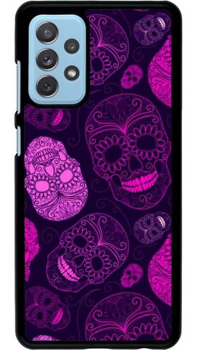 Samsung Galaxy A72 Case Hülle - Halloween 2023 pink skulls