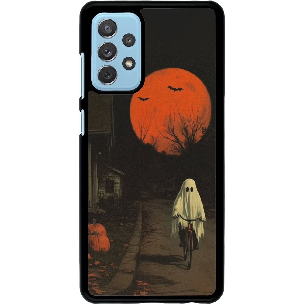 Samsung Galaxy A72 Case Hülle - Halloween 2025 Ghost on a bicycle