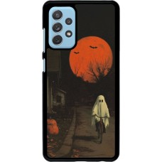 Samsung Galaxy A72 Case Hülle - Halloween 2025 Ghost on a bicycle