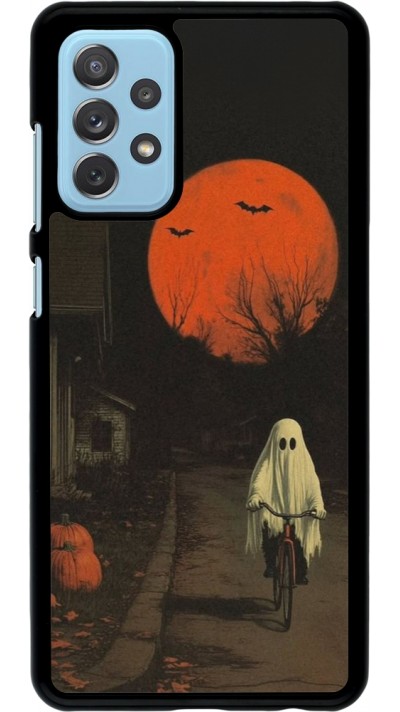 Samsung Galaxy A72 Case Hülle - Halloween 2025 Ghost on a bicycle