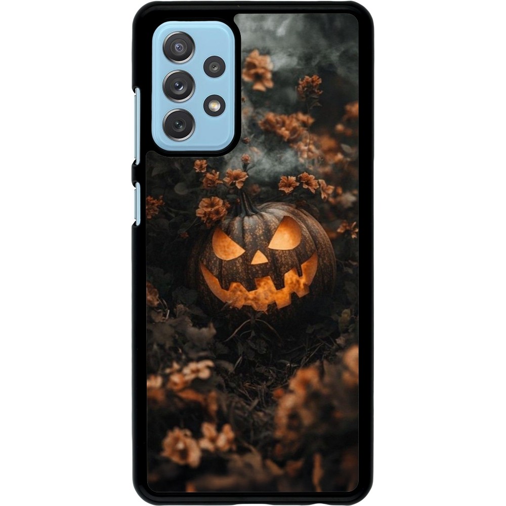 Samsung Galaxy A72 Case Hülle - Halloween 2025 Pumpkin with flowers