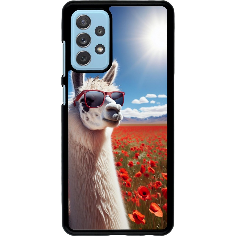 Samsung Galaxy A72 Case Hülle - Lama Chic in Mohnblume