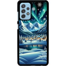 Samsung Galaxy A72 Case Hülle - Verschneites Bergdorf am See in der Nacht