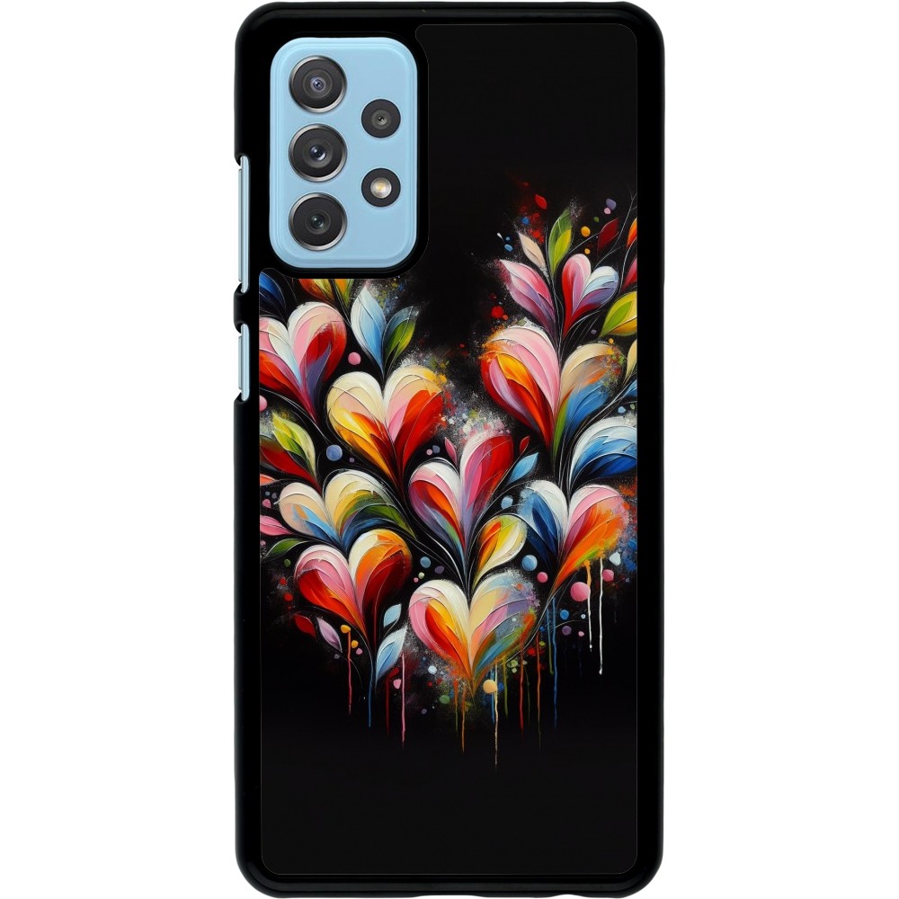 Samsung Galaxy A72 Case Hülle - Valentin 2024 Schwarzes Herz Abstrakt