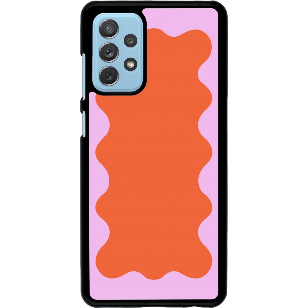 Samsung Galaxy A72 Case Hülle - Wavy Rectangle Orange Pink