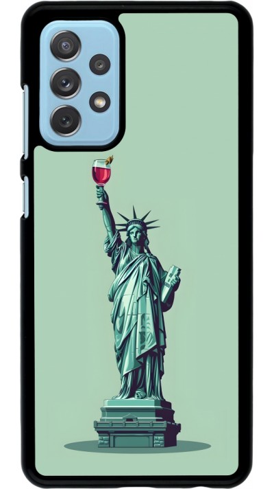 Samsung Galaxy A72 Case Hülle - Freiheitsstatue mit einem Glas Wein