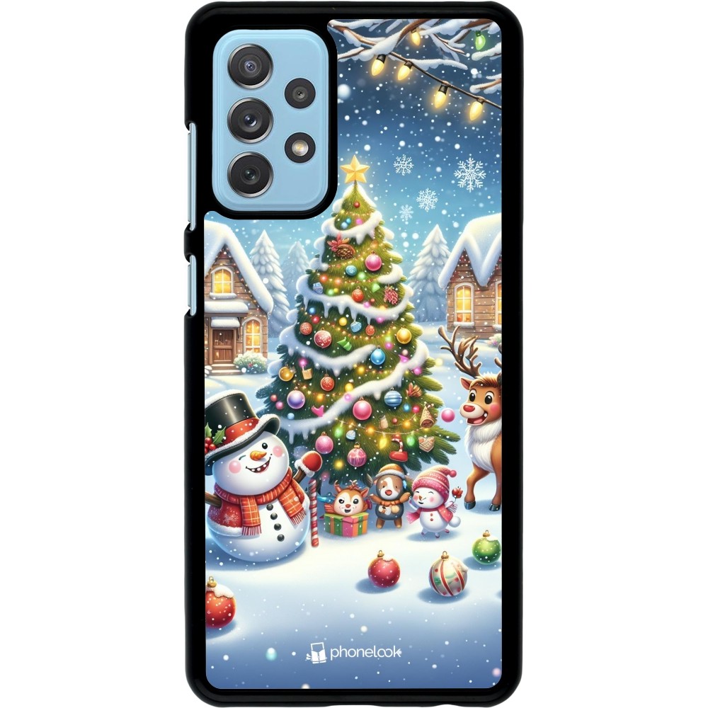 Samsung Galaxy A72 Case Hülle - Weihnachten 2023 Schneemann und Tannenbaum