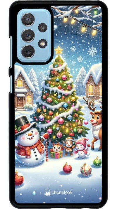 Coque Samsung Galaxy A72 - Noël 2023 bonhomme de neige et sapin