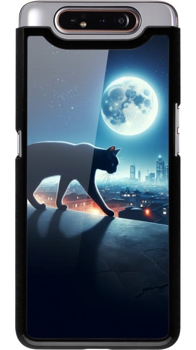 Coque Samsung Galaxy A80 - Chat noir sous la pleine lune