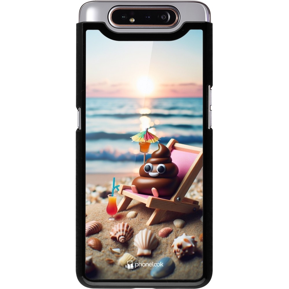 Samsung Galaxy A80 Case Hülle - Kackhaufen Emoji auf Liegestuhl