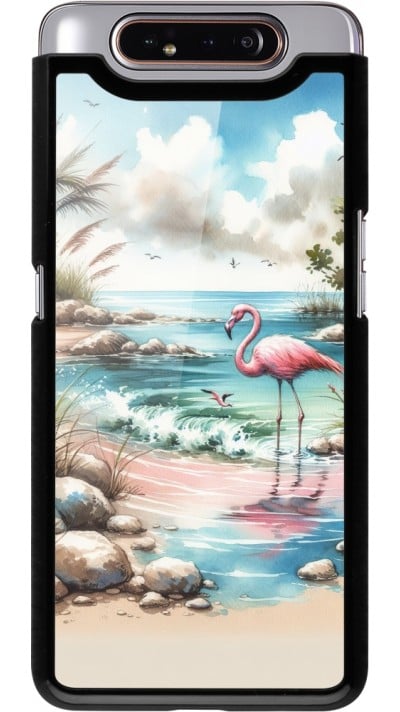 Coque Samsung Galaxy A80 - Flamant rose aquarelle