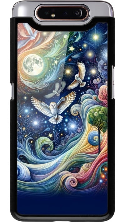 Coque Samsung Galaxy A80 - hibou volant floral