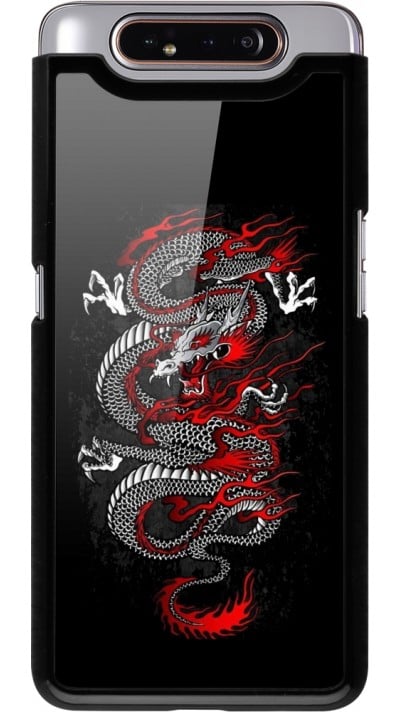 Coque Samsung Galaxy A80 - Japanese style Dragon Tattoo Red Black