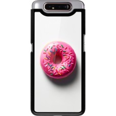 Samsung Galaxy A80 Case Hülle - Weisser Hintergrund, pinker Donut