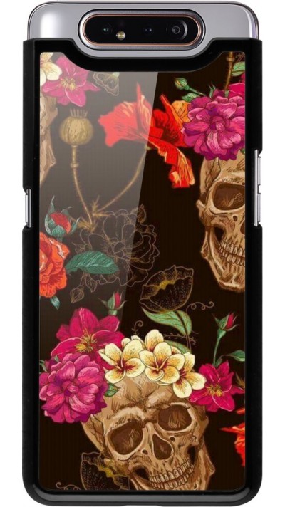 Coque Samsung Galaxy A80 - Skulls and flowers