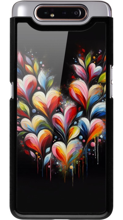 Coque Samsung Galaxy A80 - Valentine 2024 Coeur Noir Abstrait