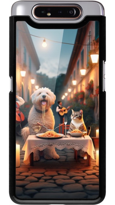 Coque Samsung Galaxy A80 - Valentine 2024 Dog & Cat Candlelight