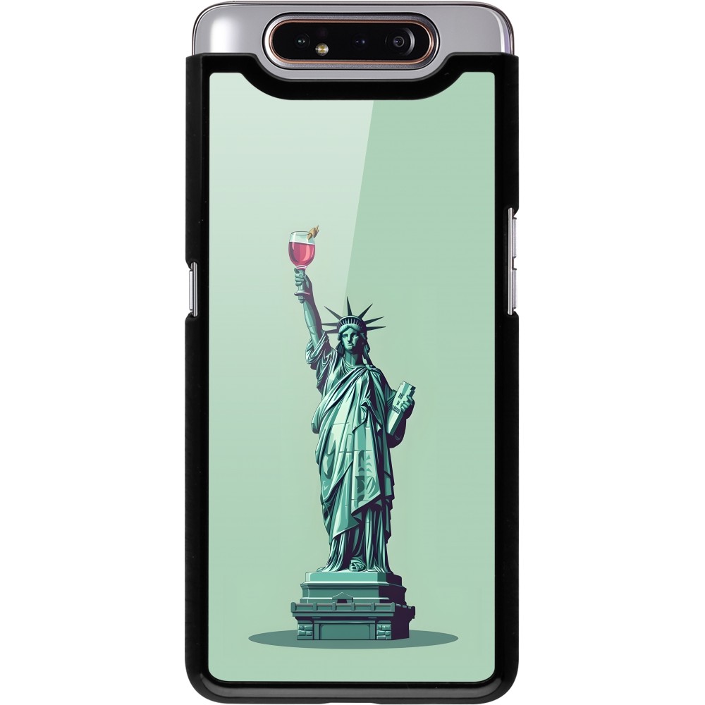 Samsung Galaxy A80 Case Hülle - Freiheitsstatue mit einem Glas Wein