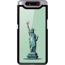 Samsung Galaxy A80 Case Hülle - Freiheitsstatue mit einem Glas Wein
