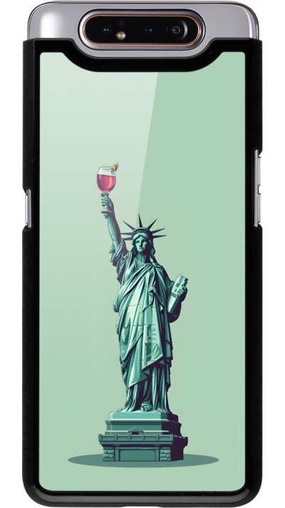 Coque Samsung Galaxy A80 - Wine Statue de la liberté avec un verre de vin