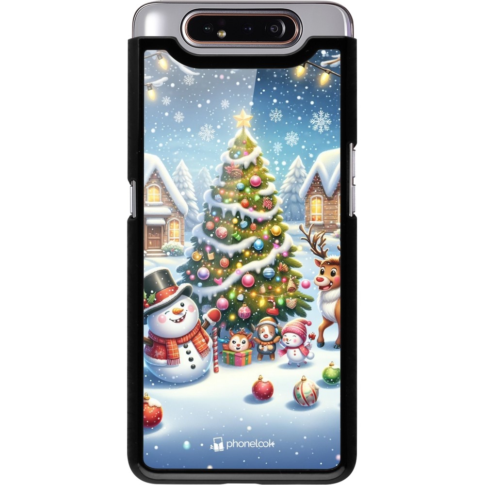 Samsung Galaxy A80 Case Hülle - Weihnachten 2023 Schneemann und Tannenbaum