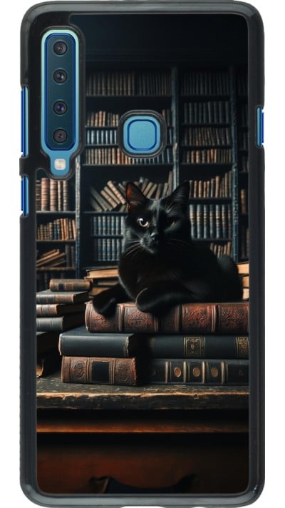 Samsung Galaxy A9 Case Hülle - Katze Bücher dunkel