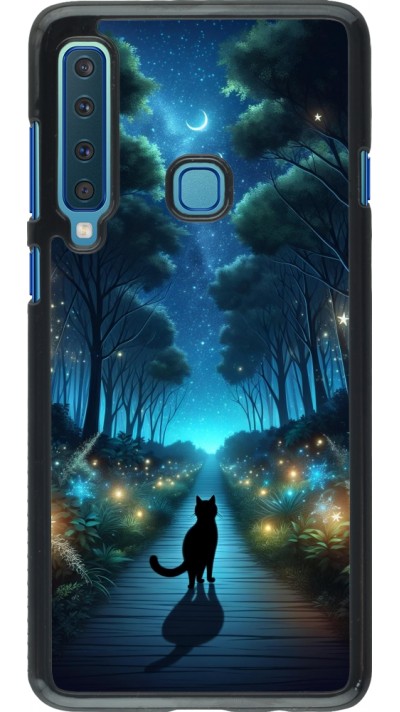 Coque Samsung Galaxy A9 - Chat noir promenade