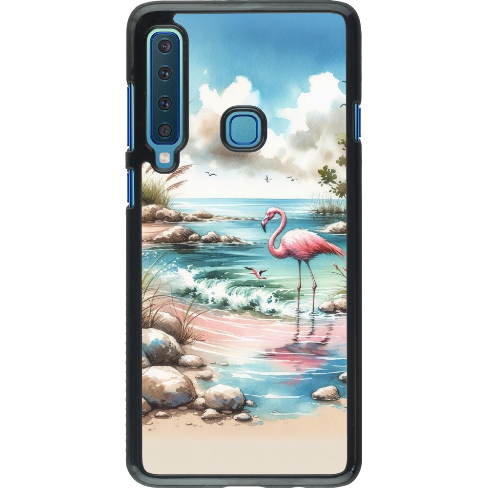 Samsung Galaxy A9 Case Hülle - Flamingo Aquarell