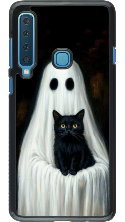 Coque Samsung Galaxy A9 - Halloween 2025 Ghost with black cat Coque Samsung Galaxy A9 - Halloween 2025 Ghost with black cat