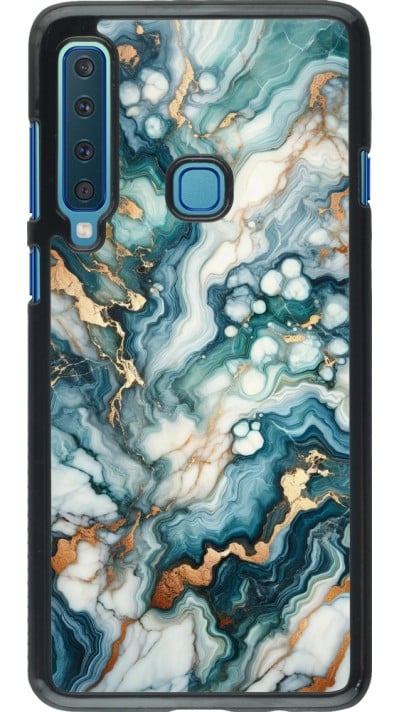 Samsung Galaxy A9 Case Hülle - Grüner Blauer Goldener Marmor
